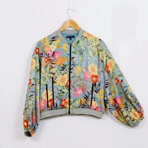 Zara‎ TRF Collection Floral Cropped Bomber Jacket